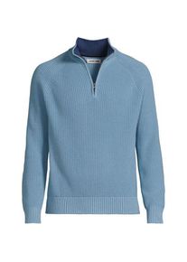 LANDS' END DRIFTER Pullover mit Rei&szlig;verschluss, Herren, size: regular, Blau, Baumwolle, by Lands' End