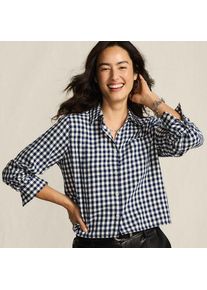 LANDS' END Verk&uuml;rzte Flanellbluse f&uuml;r Damen, Damen, size: regular, Blau, Baumwolle, by Lands' End