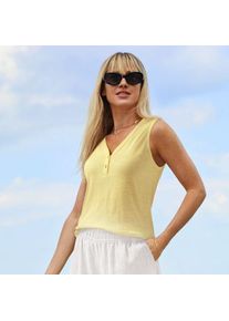 LANDS' END Top aus Leinenmix in Petite-Gr&ouml;&szlig;e f&uuml;r Damen, Damen, size: petite, Gelb, Baumwolle/Leinen/Baumwoll-Mischung, by Lands' End