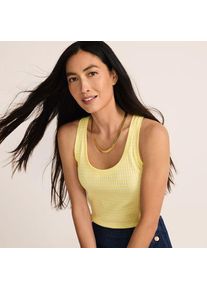 LANDS' END &Auml;rmelloses Ajour-Top f&uuml;r Damen, Damen, size: regular, Gelb, Elasthan/Baumwoll-Mischung, by Lands' End
