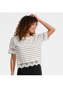 LANDS' END Flammgarn-Shirt mit Bord&uuml;ren f&uuml;r Damen, Damen, size: regular, Elfenbein, Baumwolle, by Lands' End