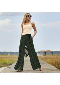 LANDS' END Flie&szlig;ende Palazzo-Hose f&uuml;r Damen, Damen, size: regular, Gr&uuml;n, Polyester, by Lands' End