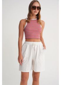Hochtaillierte Baumwoll-Shorts mit Kordelzug