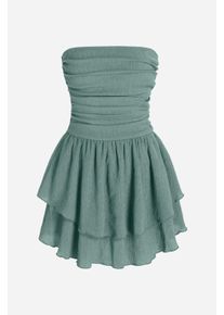 Tr&auml;gerloses Texturiertes R&uuml;schenshirt Mini-Kleid