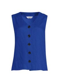 LANDS' END Premium Reinleinen-Top mit Kn&ouml;pfen f&uuml;r Damen, Damen, size: regular, Blau, Leinen, by Lands' End
