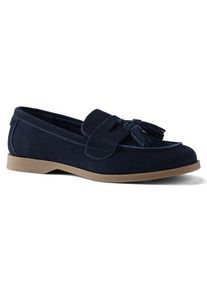 LANDS' END Veloursleder-Loafer mit Tasseln, Damen, size: regular, Blau, by Lands' End
