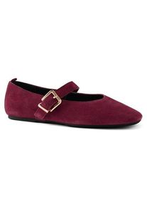 LANDS' END Riemchenballerinas aus Veloursleder, Damen, size: regular, Rot, by Lands' End