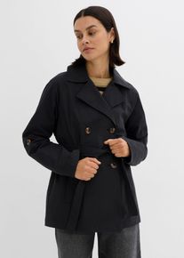 bonprix kurzer Trenchcoat, schwarz, Gr.42, Eleganter kurzer Trenchcoat, 65% Baumwolle