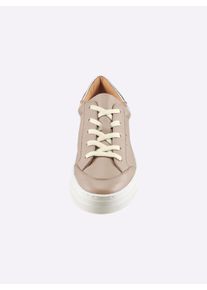Heine sheego Gro&szlig;e Gr&ouml;&szlig;en Sneaker aus Rind-Nappaleder, taupe, Gr&ouml;&szlig;e 39 - Damen