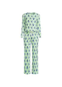 LANDS' END Gemustertes Pyjama-Set aus Baumwoll-Jersey, Damen, size: regular, Gr&uuml;n, Elasthan/Baumwoll-Mischung, by Lands' End