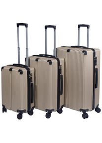 Novel Reisekofferset, Gold, Metall, Kunststoff, Textil, 3-teilig, h&ouml;henverstellbarer Teleskopgriff, 360&deg;-Rollensystem, Tragehenkel, Netzfach, TSA-Schloss, Freizeit, Koffer & Taschen, Reisekoffer-Sets