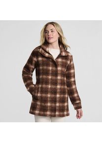 LANDS' END Gemusterte Boucl&eacute;-Jacke, Damen, size: regular, Braun, Polyester, by Lands' End