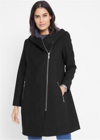 bonprix Longjacke mit schr&auml;gem Rei&szlig;verschluss, schwarz, Gr.36, Longjacke mit schr&auml;gem Rei&szlig;verschluss