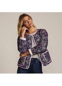 LANDS' END Kragenlose FEATHERFREE Wende-Steppjacke Gemustert f&uuml;r Damen, Damen, size: regular, Lila, Polyester, by Lands' End