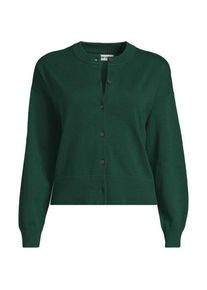 LANDS' END Kurzer Feinstrick-Cardigan aus Baumwolle f&uuml;r Damen, Damen, size: regular, Gr&uuml;n, Baumwolle, by Lands' End