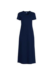 LANDS' END Wadenlanges Kurzarm-Nachthemd aus reiner Baumwolle f&uuml;r Damen in Petite-Gr&ouml;&szlig;e, Damen, size: petite, Blau, Baumwolle, by Lands' End