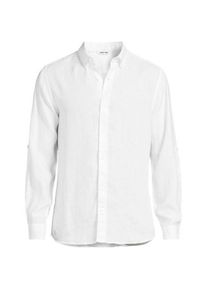 LANDS' END Hemd aus reinem Leinen mit Roll&auml;rmeln f&uuml;r Herren, Herren, size: regular, Wei&szlig;, Leinen, by Lands' End