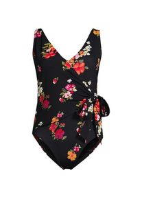 LANDS' END Badeanzug mit seitlichem Bindeband, hohes Bein f&uuml;r Damen in Plus-Gr&ouml;&szlig;e, Damen, size: plus, Schwarz, by Lands' End