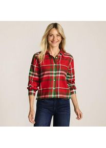 LANDS' END Verk&uuml;rzte Flanellbluse f&uuml;r Damen, Damen, size: regular, Rot, Baumwolle, by Lands' End