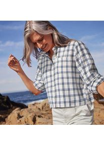 LANDS' END Verk&uuml;rzte Flanellbluse f&uuml;r Damen in Petite-Gr&ouml;&szlig;e, Damen, size: petite, Elfenbein, Baumwolle, by Lands' End