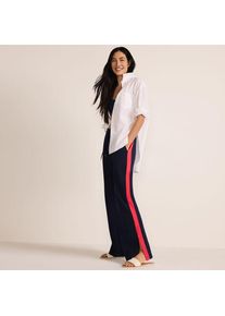 LANDS' END Gerade Jerseyhose mit Kontraststreifen f&uuml;r Damen in Petite-Gr&ouml;&szlig;e, Damen, size: petite, Blau, Baumwolle, by Lands' End