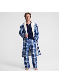 LANDS' END Flanell-Bademantel mit Teddyfutter f&uuml;r Herren, Herren, size: regular, Blau, Baumwolle, by Lands' End