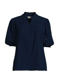 LANDS' END Musselin-Bluse mit Leiterborte f&uuml;r Damen, Damen, size: regular, Blau, Baumwolle, by Lands' End