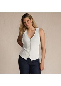 LANDS' END &Auml;rmellose Feinstrick-Weste f&uuml;r Damen, Damen, size: regular, Elfenbein, Elasthan/Viskose/Polyester-Mischung, by Lands' End