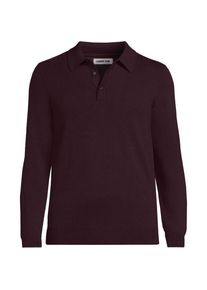LANDS' END Feinstrick-Polopullover aus reiner Baumwolle, Herren, size: regular, Rot, Baumwolle, by Lands' End