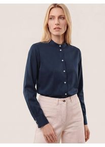 Walbusch Bluse mit Stehkragen Baumwollsatin