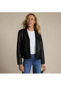 LANDS' END Lederjacke mit Reverskragen f&uuml;r Damen, Damen, size: regular, Schwarz, Leder, by Lands' End