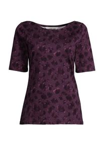 LANDS' END Supima&reg; T-Shirt mit U-Boot-Ausschnitt und gekn&ouml;pfter Schulter in Plus-Gr&ouml;&szlig;e f&uuml;r Damen, Damen, size: plus, Lila, Baumwolle, by Lands' End