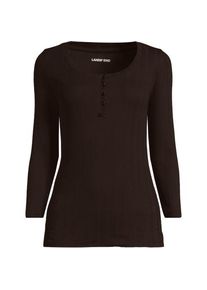 LANDS' END Henley-Shirt mit 3/4 &Auml;rmeln f&uuml;r Damen, Damen, size: regular, Braun, Baumwoll-Mischung, by Lands' End