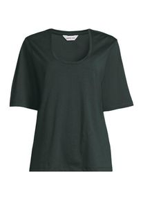 LANDS' END Supima-Shirt mit tiefem Rundausschnitt in Petite-Gr&ouml;&szlig;e, Damen, size: petite, Blau, Baumwolle, by Lands' End
