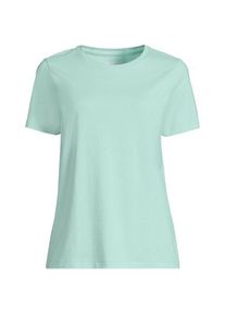 LANDS' END Supima Kurzarm-Shirt mit rundem Ausschnitt f&uuml;r Damen, Damen, size: regular, Blau, Baumwolle, by Lands' End