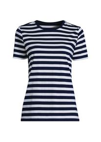 LANDS' END Supima Kurzarm-Shirt mit rundem Ausschnitt f&uuml;r Damen, Damen, size: regular, Blau, Baumwolle, by Lands' End