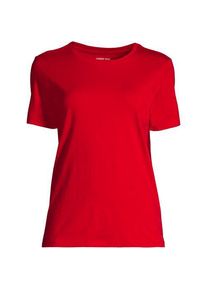 LANDS' END Supima Kurzarm-Shirt mit rundem Ausschnitt f&uuml;r Damen, Damen, size: regular, Rot, Baumwolle, by Lands' End