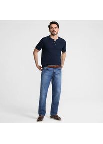 LANDS' END Kurzarm-Super-T Henleyshirt f&uuml;r Herren, Herren, size: regular, Blau, Baumwolle, by Lands' End