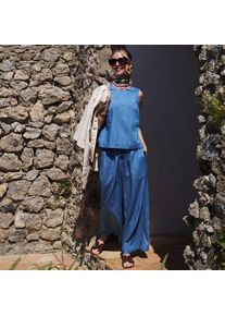 LANDS' END 7/8-Schlupfhose aus Lyocell-Mix in Petite-Gr&ouml;&szlig;e, Damen, size: petite, Blau, Baumwolle/Lyocell (Viskose), by Lands' End