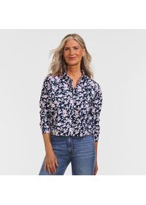 LANDS' END Kurze, b&uuml;gelfreie Hemdbluse f&uuml;r Damen, Damen, size: regular, Blau, Baumwolle, by Lands' End