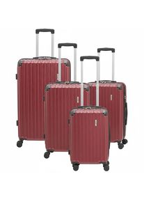 Novel Reisekofferset, Weinrot, Metall, Kunststoff, Textil, 3-teilig, Bsci, 360&deg;-Rollensystem, TSA-Schloss, Tragehenkel, verstellbarer Schultergurt, Netzfach, Freizeit, Koffer & Taschen, Reisekoffer-Sets