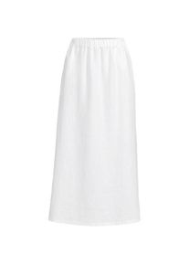 LANDS' END Premium Reinleinen-Midirock mit Elastikbund f&uuml;r Damen in Petite-Gr&ouml;&szlig;e, Damen, size: petite, Wei&szlig;, Leinen, by Lands' End