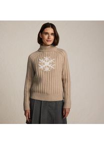 LANDS' END Jacquard-Pullover aus Baumwollmix mit Schneeflocke f&uuml;r Damen, Damen, size: regular, Beige, Polyacryl/Baumwoll-Mischung/Nylon-Mischung, by Lands' End