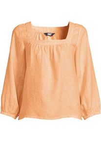 LANDS' END Leinen-Bauernbluse mit 3/4-&Auml;rmeln f&uuml;r Damen in Plus-Gr&ouml;&szlig;e, Damen, size: plus, Gr&uuml;n, Leinen, by Lands' End