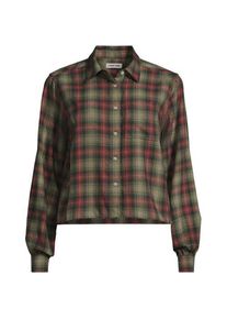 LANDS' END Verk&uuml;rzte Flanellbluse f&uuml;r Damen in Petite-Gr&ouml;&szlig;e, Damen, size: petite, Gr&uuml;n, Baumwolle, by Lands' End