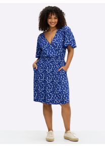 sheego Gro&szlig;e Gr&ouml;&szlig;en Jerseykleid mit Fl&uuml;gel&auml;rmeln, royalblau-hellblau-bedruckt, Gr&ouml;&szlig;e 56 - Damen