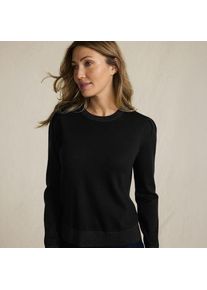 LANDS' END Merino-Pullover mit Lurex-Ausschnitt f&uuml;r Damen, Damen, size: regular, Schwarz, Wolle, by Lands' End