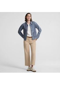 LANDS' END Soft Comfort Jeansjacke im Leinenmix in Petite-Gr&ouml;&szlig;e, Damen, size: petite, Blau, by Lands' End