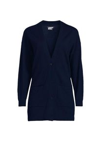 LANDS' END Langer Merino-Cardigan f&uuml;r Damen, Damen, size: regular, Blau, Wolle, by Lands' End
