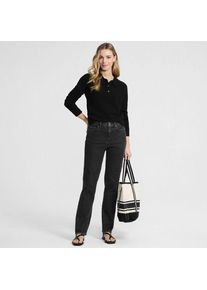 LANDS' END Straight Fit Jeans High Waist, Damen, size: regular, Schwarz, Baumwoll-Mischung/Polyester-Mischung, by Lands' End